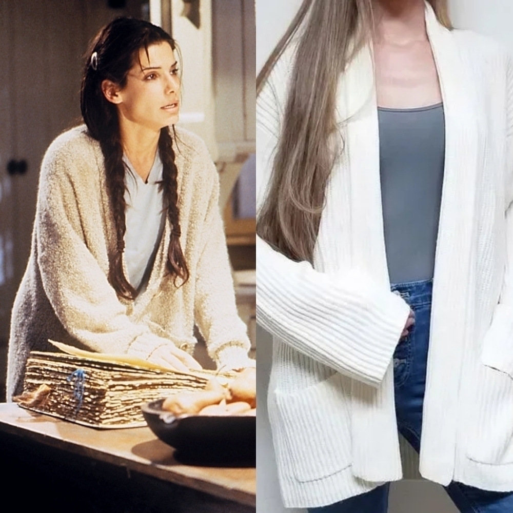 Vintage SML Cream Oversized Shawl Collar Cardigan